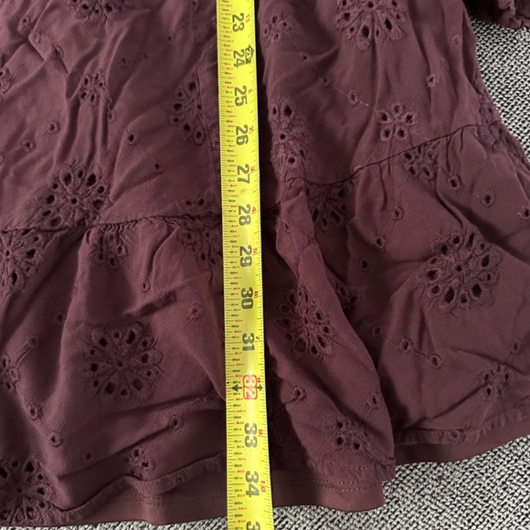 size 2 Torrid Women Plus Boho Mini Eyelet Challis Long Sleeve Shirt Dress - Picture 2 of 8